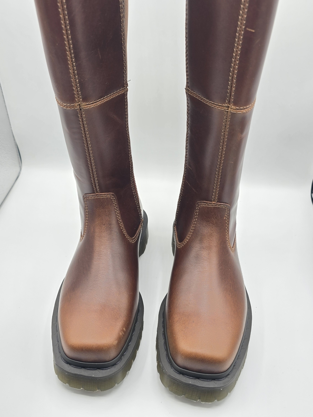 NWOT Dr. Martens Women's 6 Tall Riding Brown Leather Boots Boho Western Cute